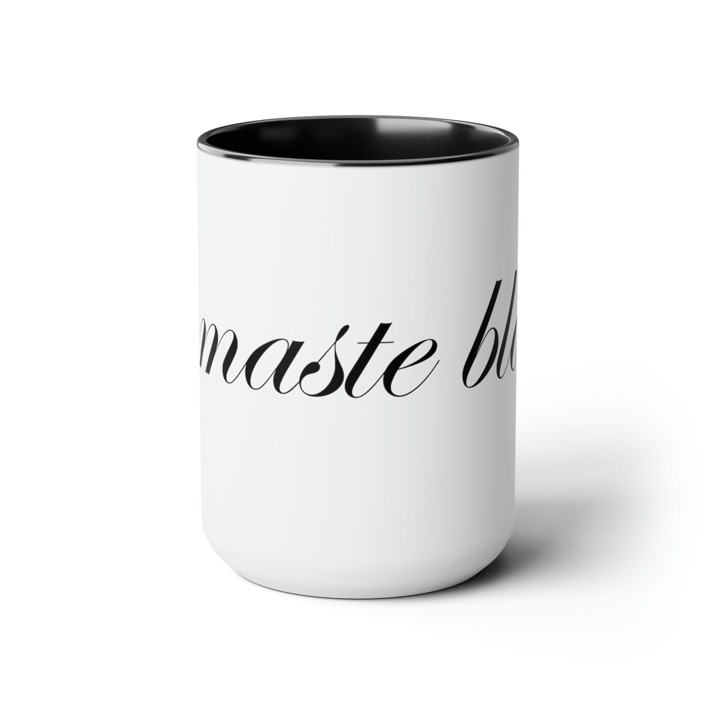 Two Tone Namaste Black Coffee Mug 15oz