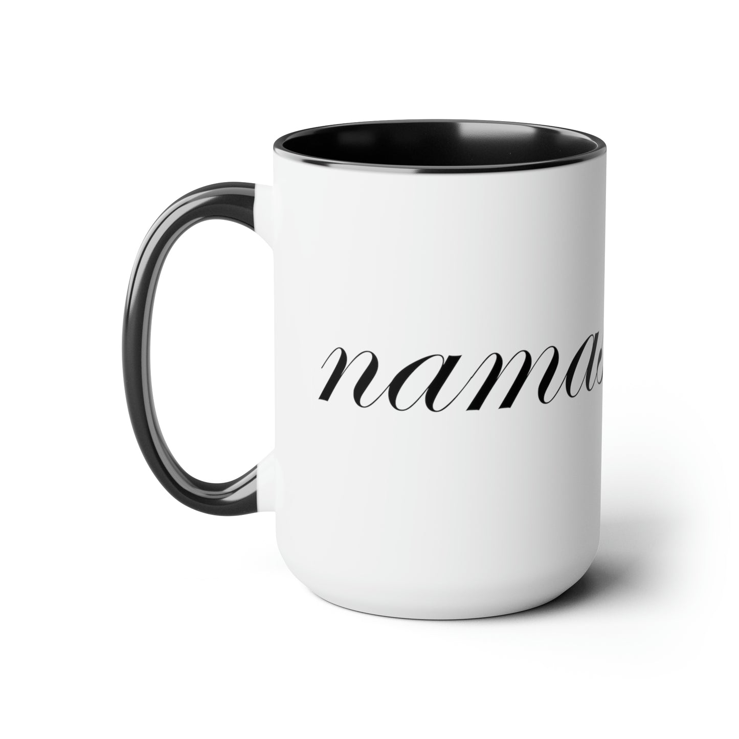 Two Tone Namaste Black Coffee Mug 15oz