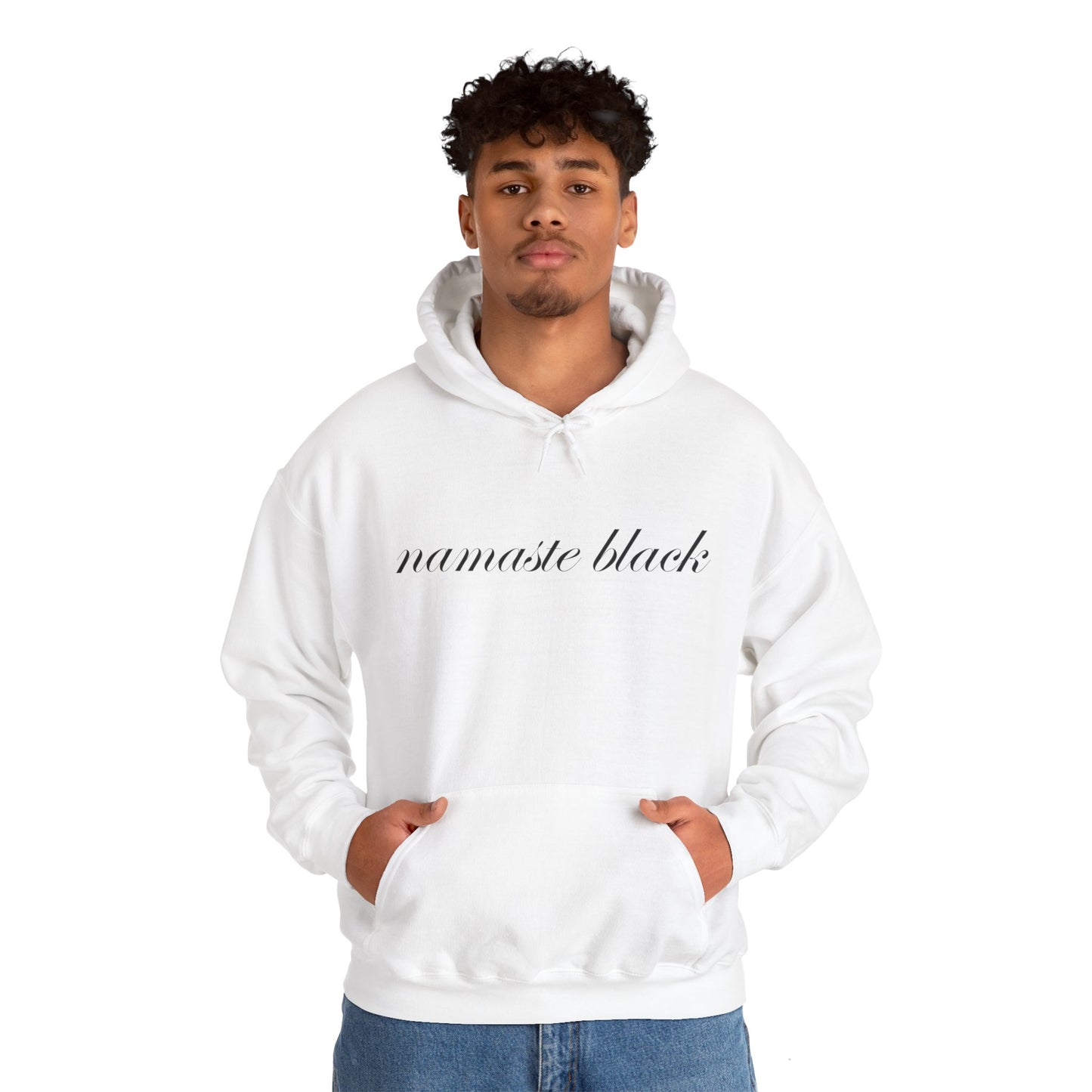 Namaste Black Pullover Hoodie With Pocket