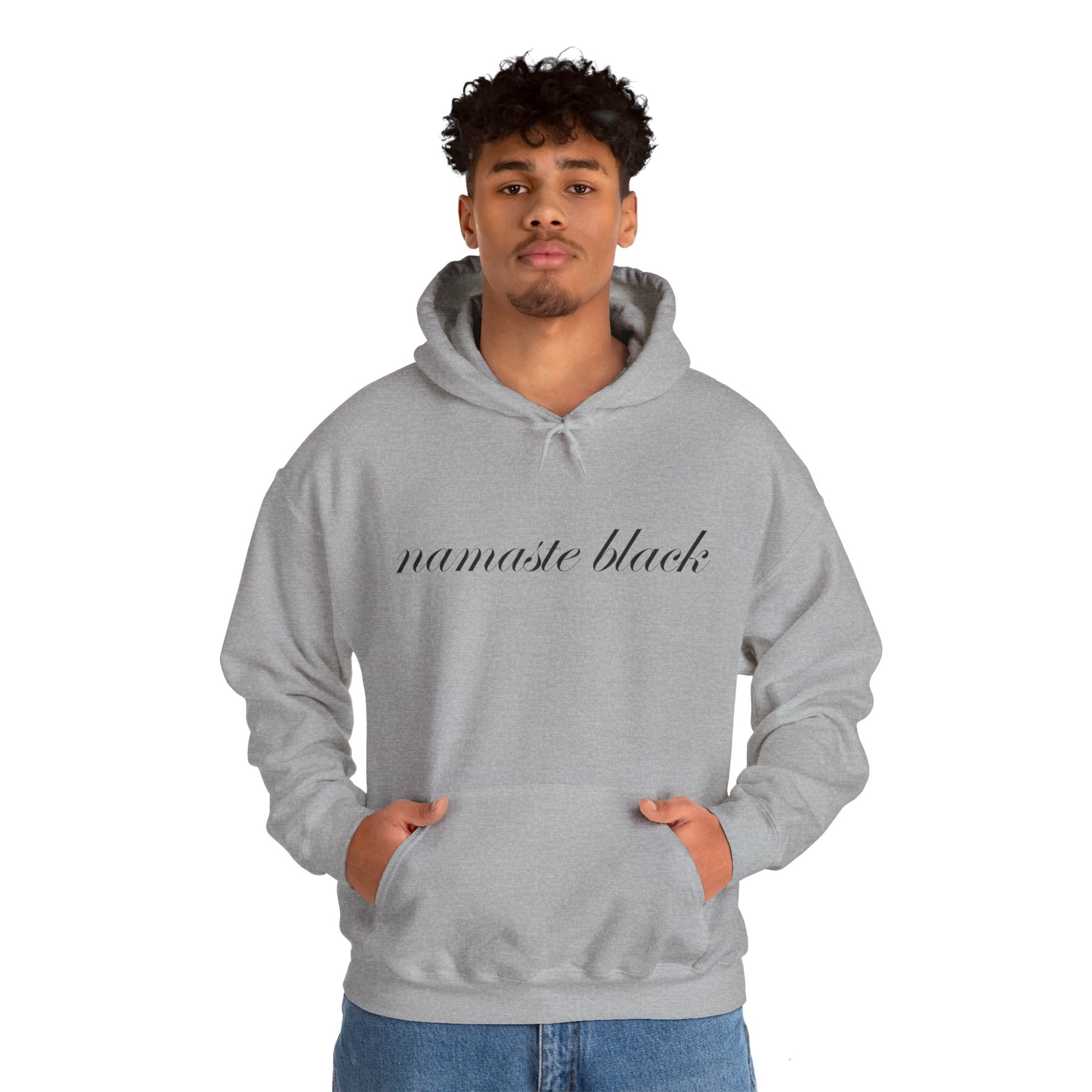 Namaste Black Pullover Hoodie With Pocket